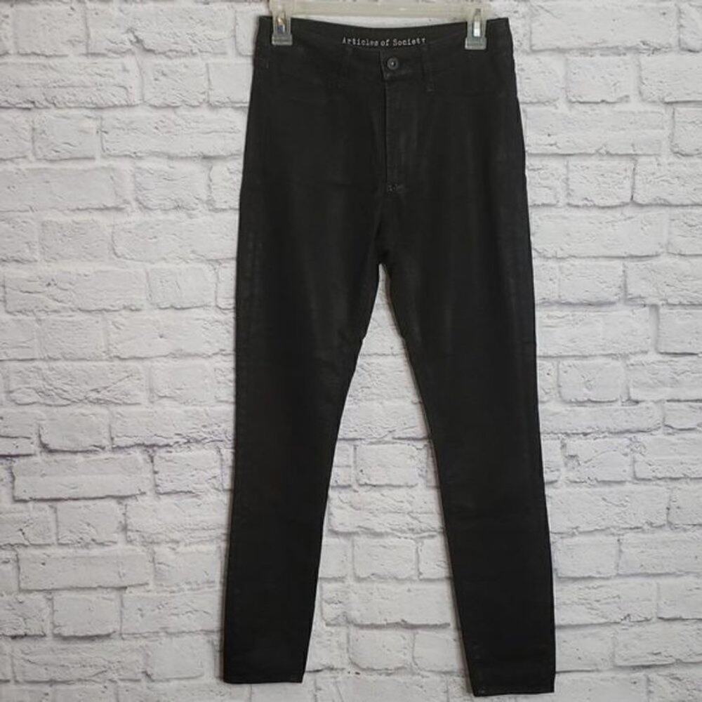 Articles of Society Halley High Rise Black Coated Jeans Size 26